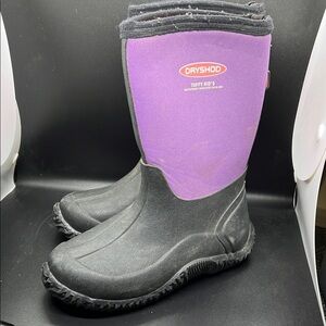 Dryshod Purple and Black Kids Rain Chore Boots Barn Muck Shoes Size 2